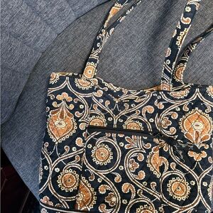Vera Bradley Black and Gold Paisley Tote
